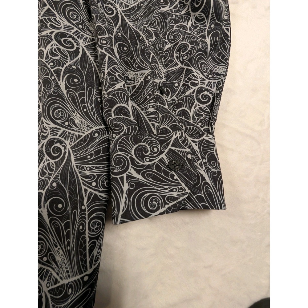 Murano Performance Button Up Shirt Black White Swirl Long Sleeve 2XB - Picture 12 of 12